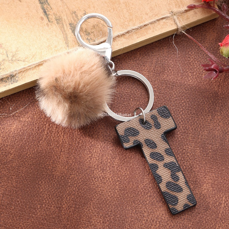 Fashion Leopard English Alphab - Monogram Keychain Leather 리뷰 및 가격