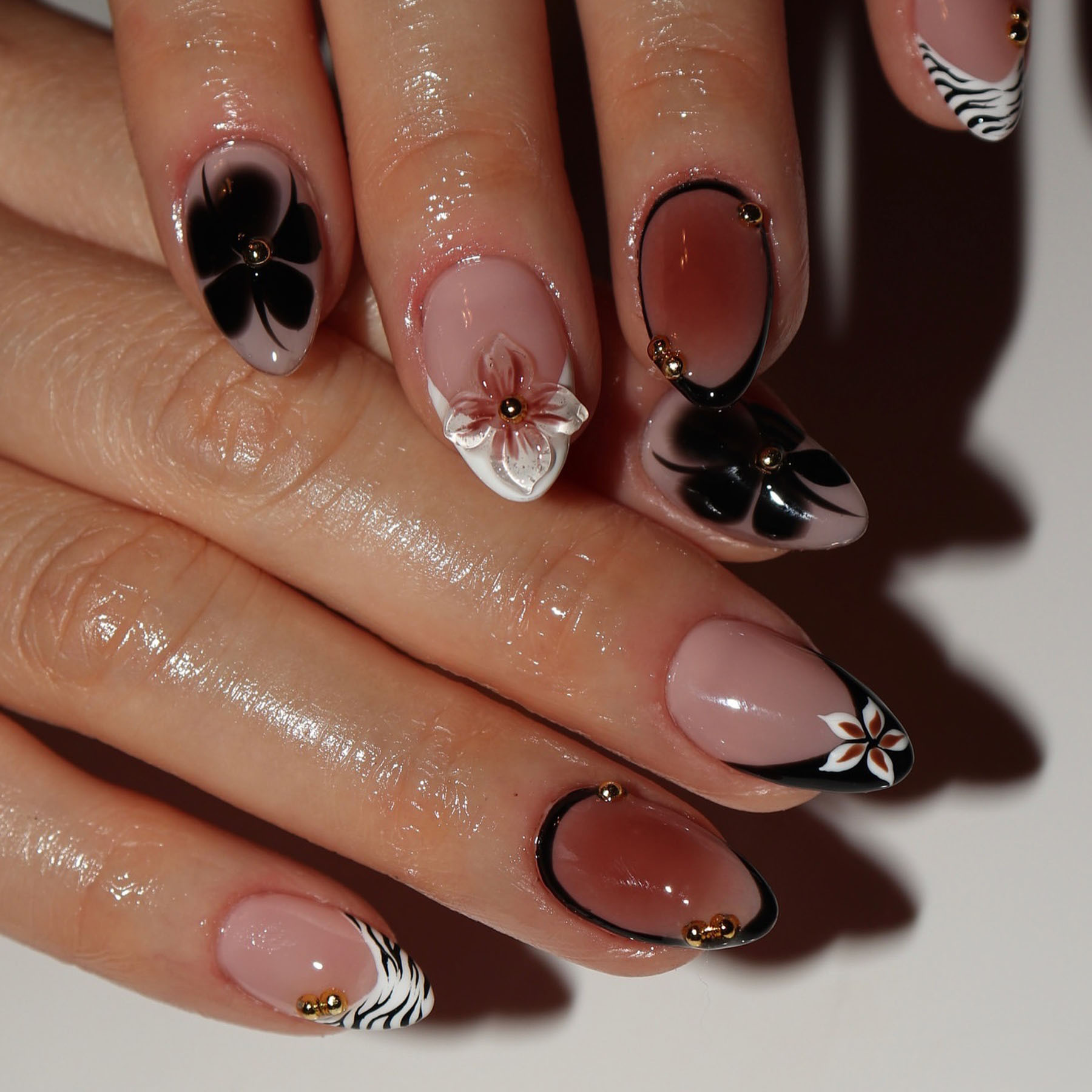 24pcs Flower False Nails Brown - Pressed Flower Art 리뷰 및 가격