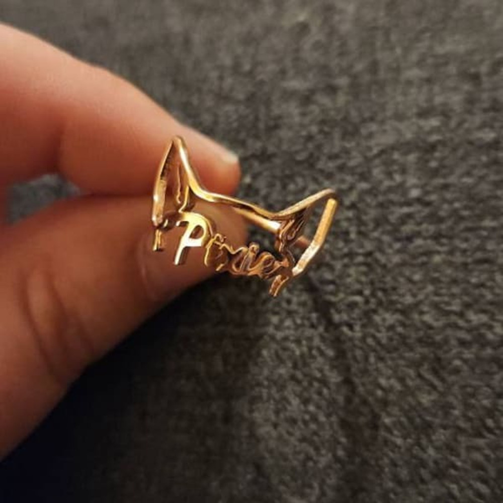 Personalized Dog Cat Ears Ring - Initial Ring Custom 리뷰 및 가격