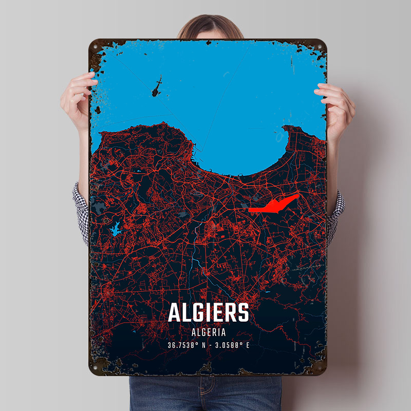 Algiers City Map Metal Poster  - Custom Map Poster 리뷰 및 가격