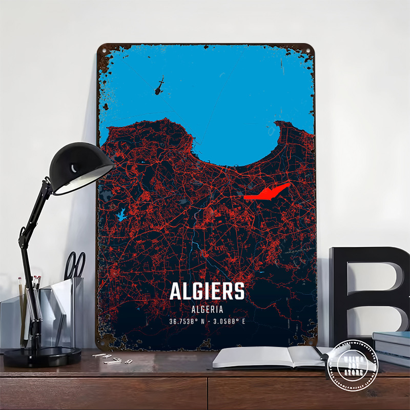 Algiers City Map Metal Poster  - Custom Map Poster 리뷰 및 가격