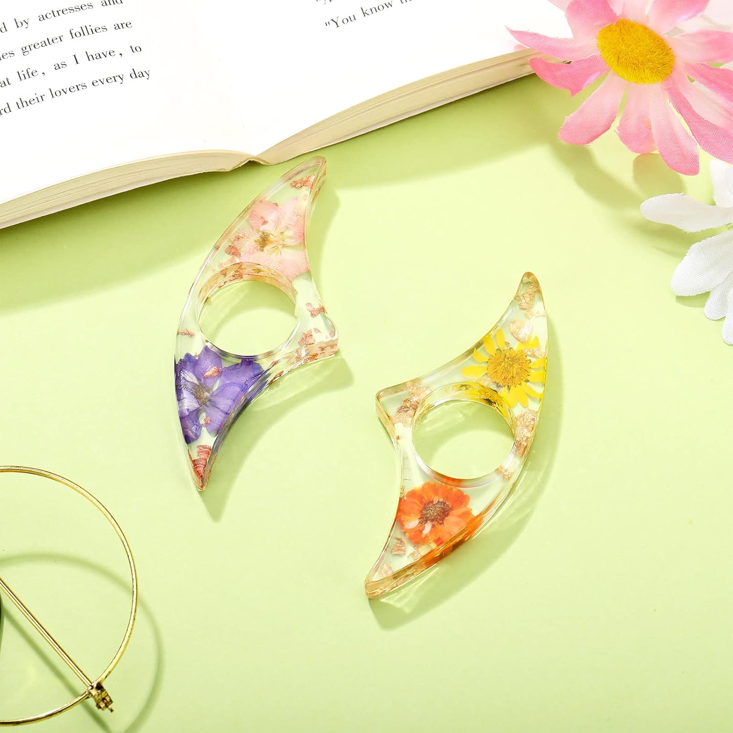 2 Pcs Dried Flower Resin Book  - Dried Flower Bookmark 리뷰 및 가격