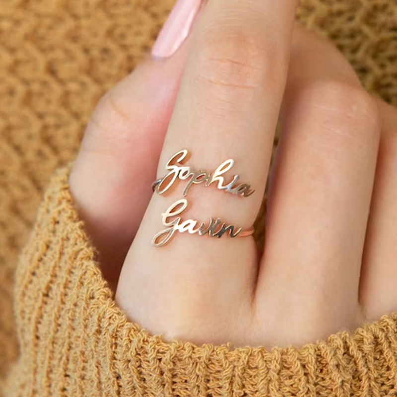 Custom Double Name Rings for W - Initial Ring Custom 리뷰 및 가격