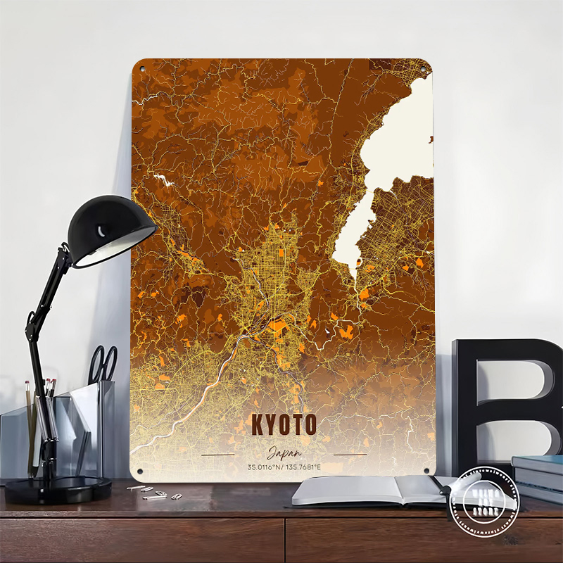 Kyoto Japan Map Art Metal Post - Custom Map Poster 리뷰 및 가격