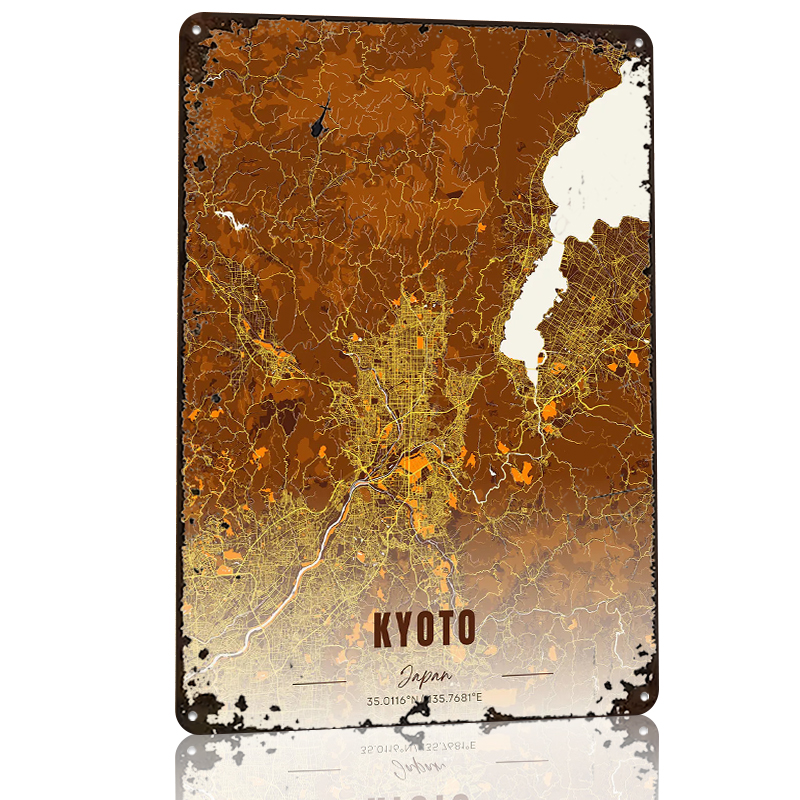 Kyoto Japan Map Art Metal Post - Custom Map Poster 리뷰 및 가격