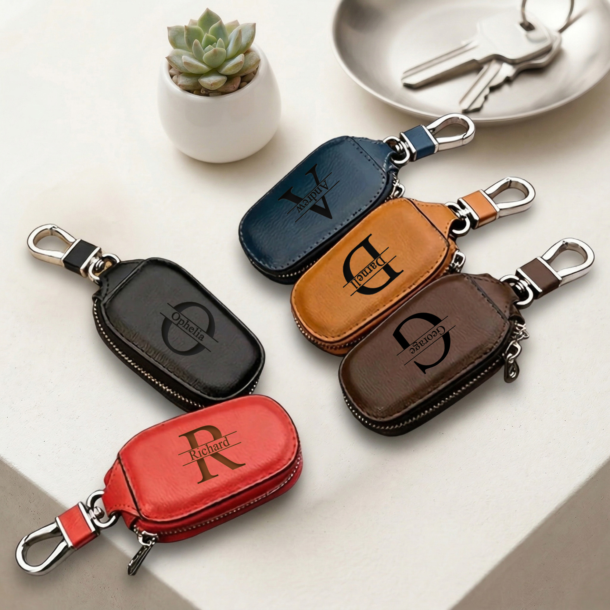 Personalized Custom Zipper Key - Monogram Keychain Leather 리뷰 및 가격