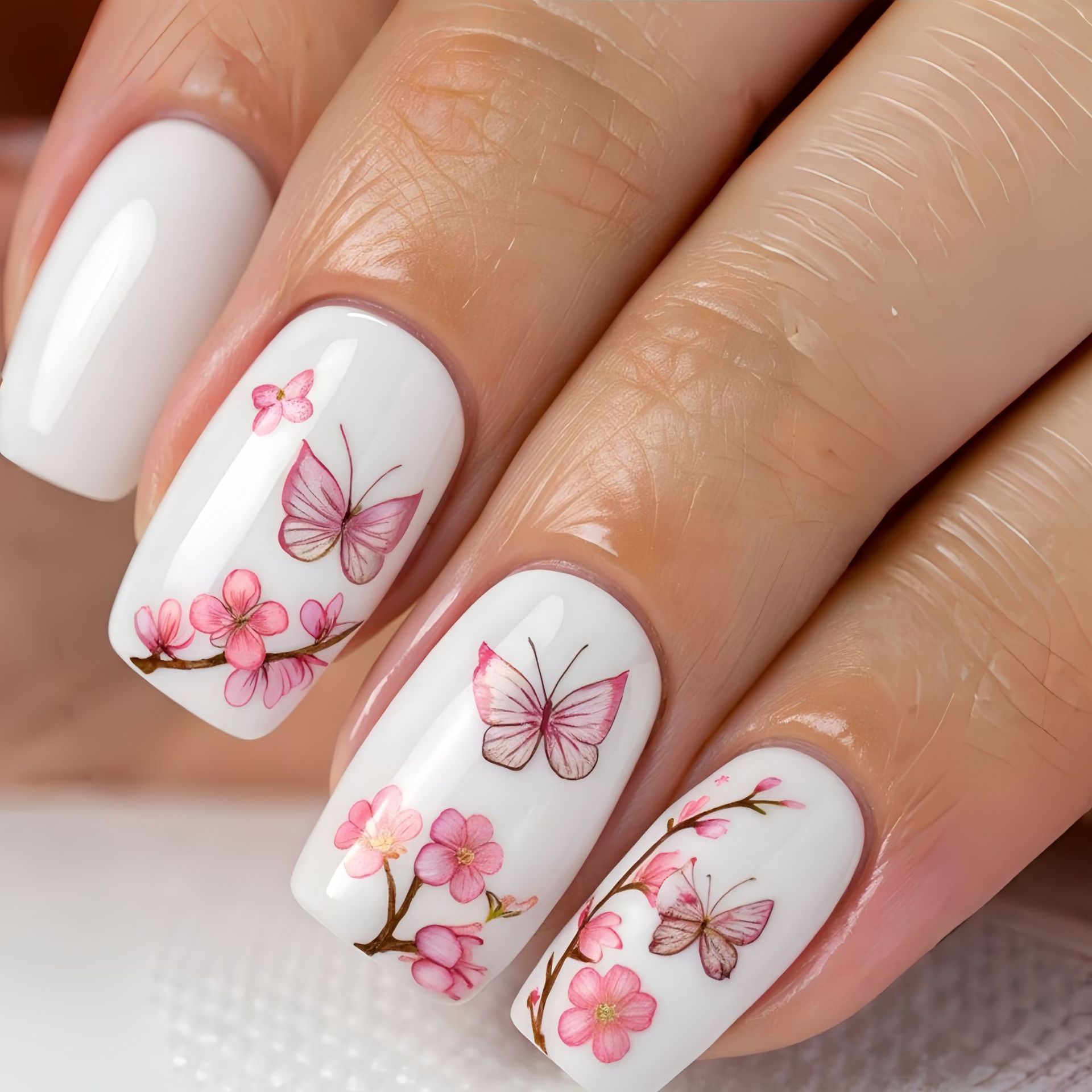 Medium fake nails for women gi - Pressed Flower Art 리뷰 및 가격