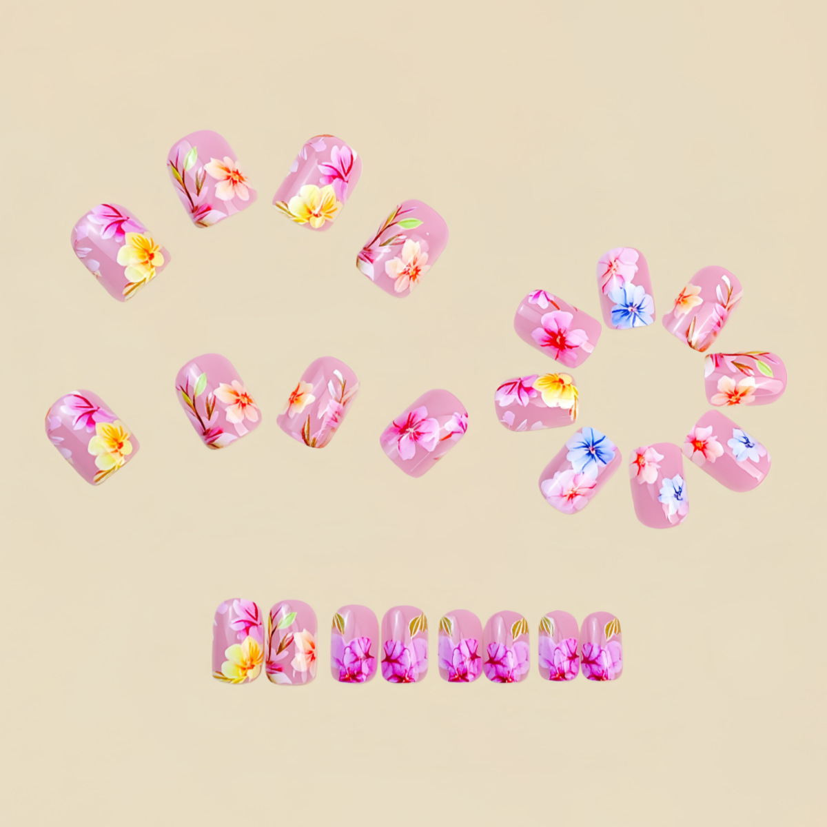 Medium fake nails for women gi - Pressed Flower Art 리뷰 및 가격