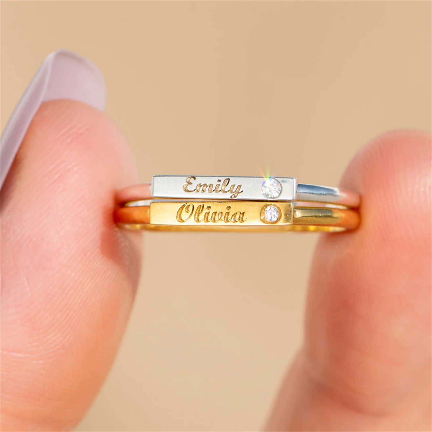 PERSONALIZED ENGRAVED MINIMALI - Initial Ring Custom 리뷰 및 가격