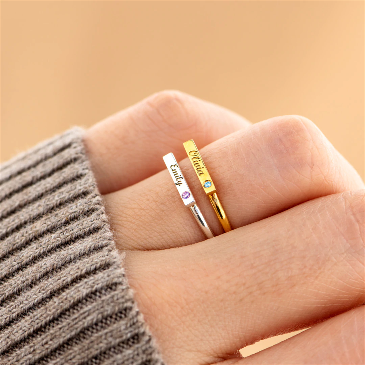 PERSONALIZED ENGRAVED MINIMALI - Initial Ring Custom 리뷰 및 가격