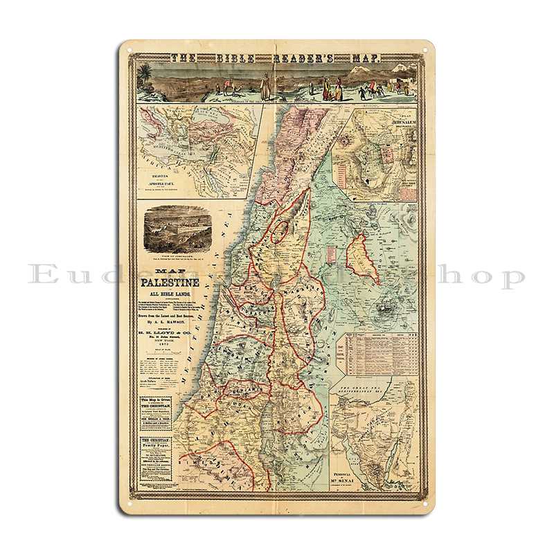 Map Of Palestine And All Bible - Custom Map Poster 리뷰 및 가격