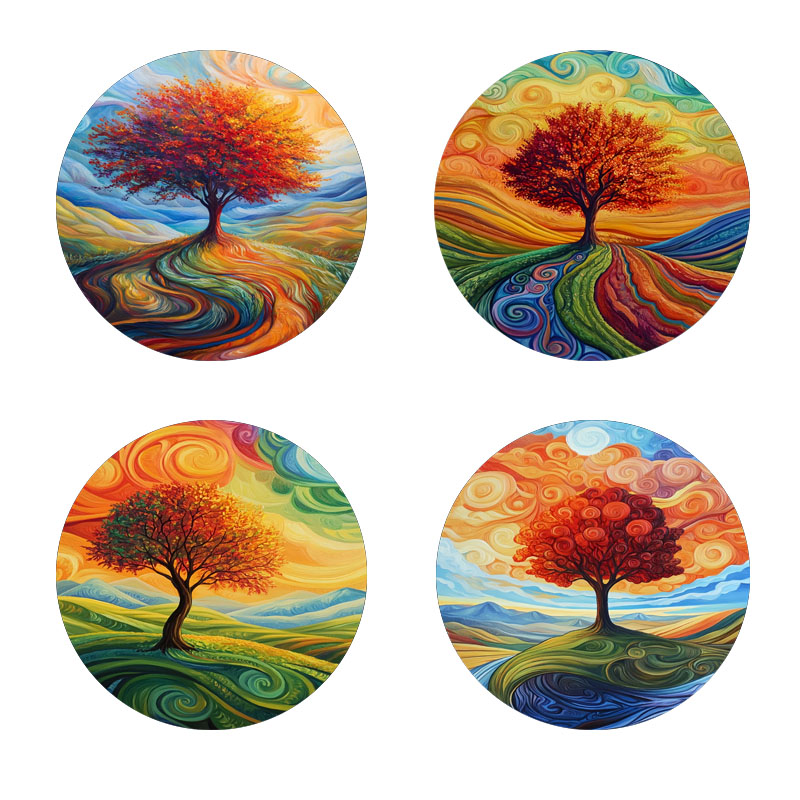 4 tree print coasters, suitabl - Family Tree Print 리뷰 및 가격