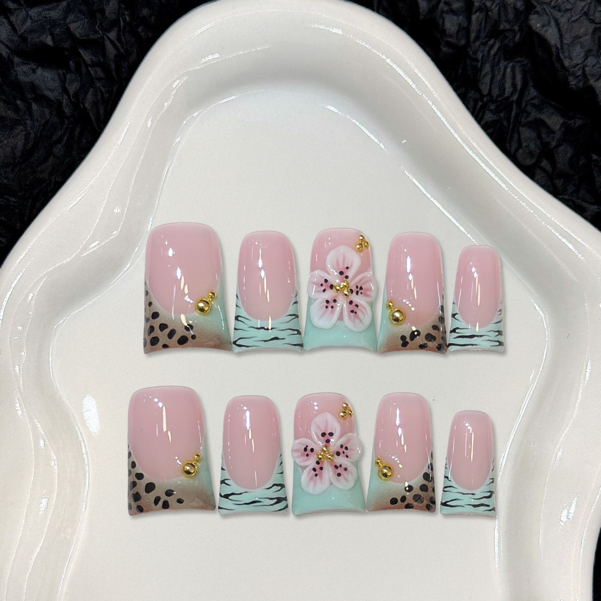 10pcs Press on Nails Duck Mout - Pressed Flower Art 리뷰 및 가격