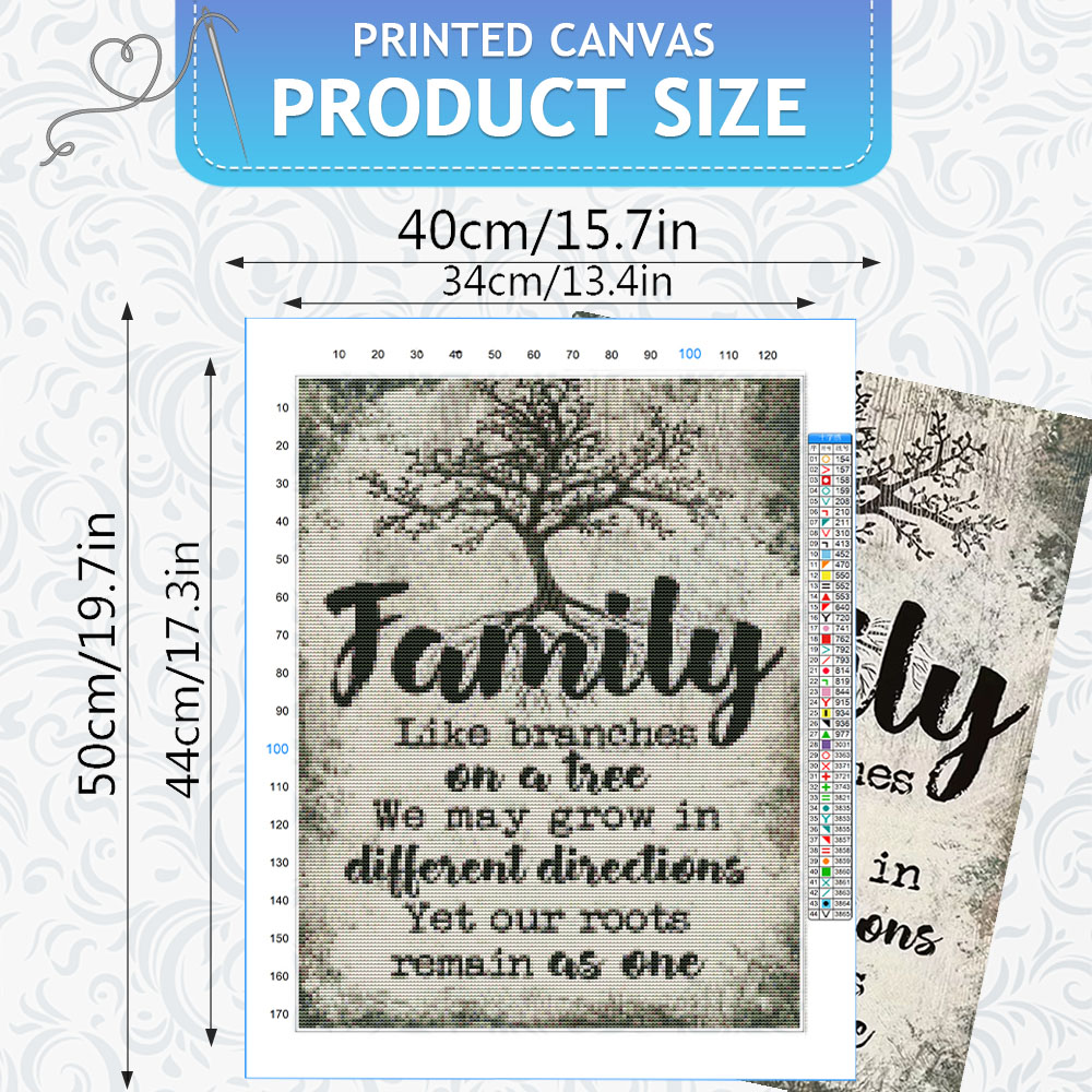 HUACAN  11CT Cross Stitch Comp - Family Tree Print 리뷰 및 가격