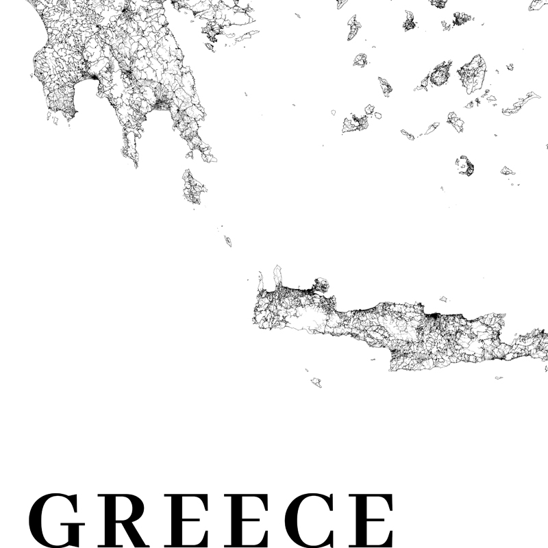 Greece Road Map Poster Black a - Custom Star Map 리뷰 및 가격