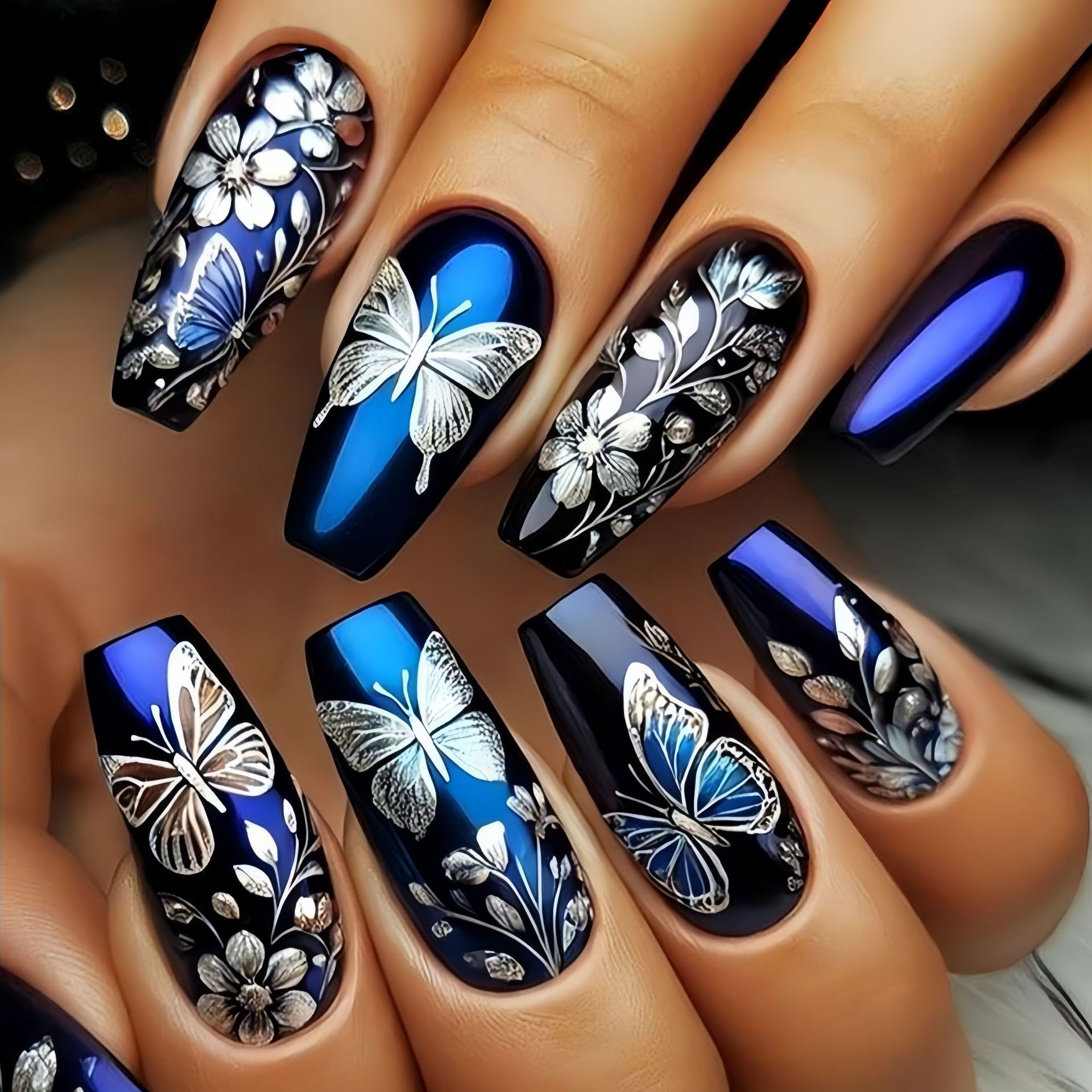 Medium long fake nails for wom - Pressed Flower Art 리뷰 및 가격