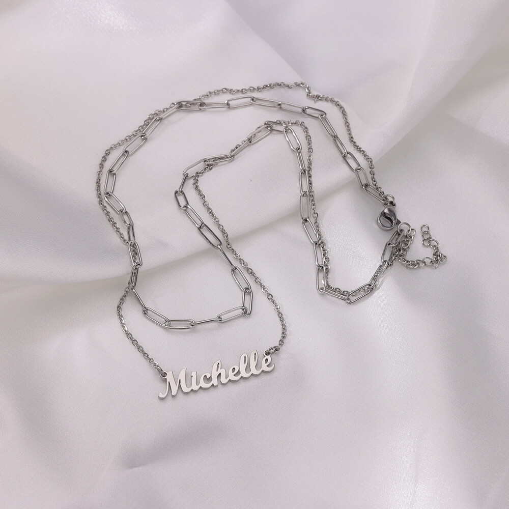 Custom Double-layer Name Neckl - Name Necklace Custom 리뷰 및 가격