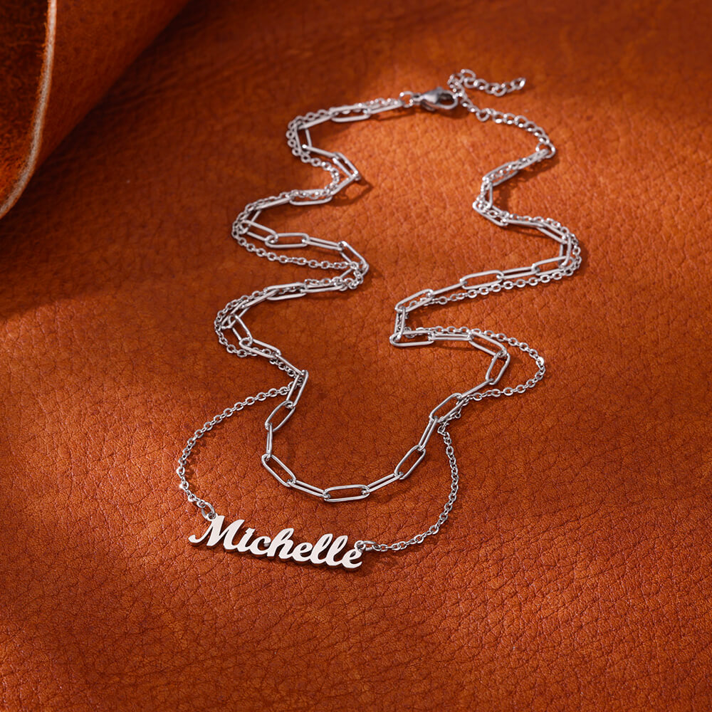 Custom Double-layer Name Neckl - Name Necklace Custom 리뷰 및 가격