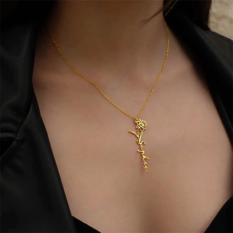 Personalized Birth Flower Name - Birth Flower Necklace 리뷰 및 가격