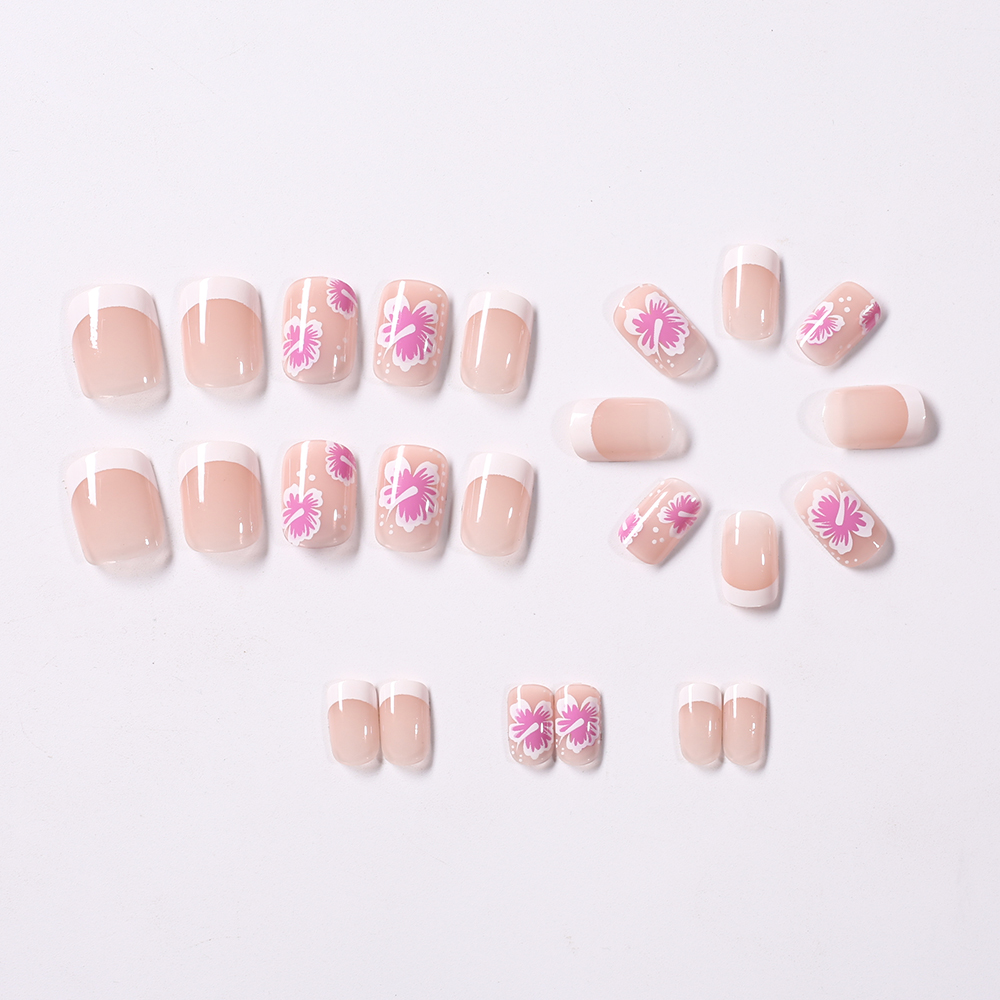 24Pcs French Flower False Nail - Pressed Flower Art 리뷰 및 가격