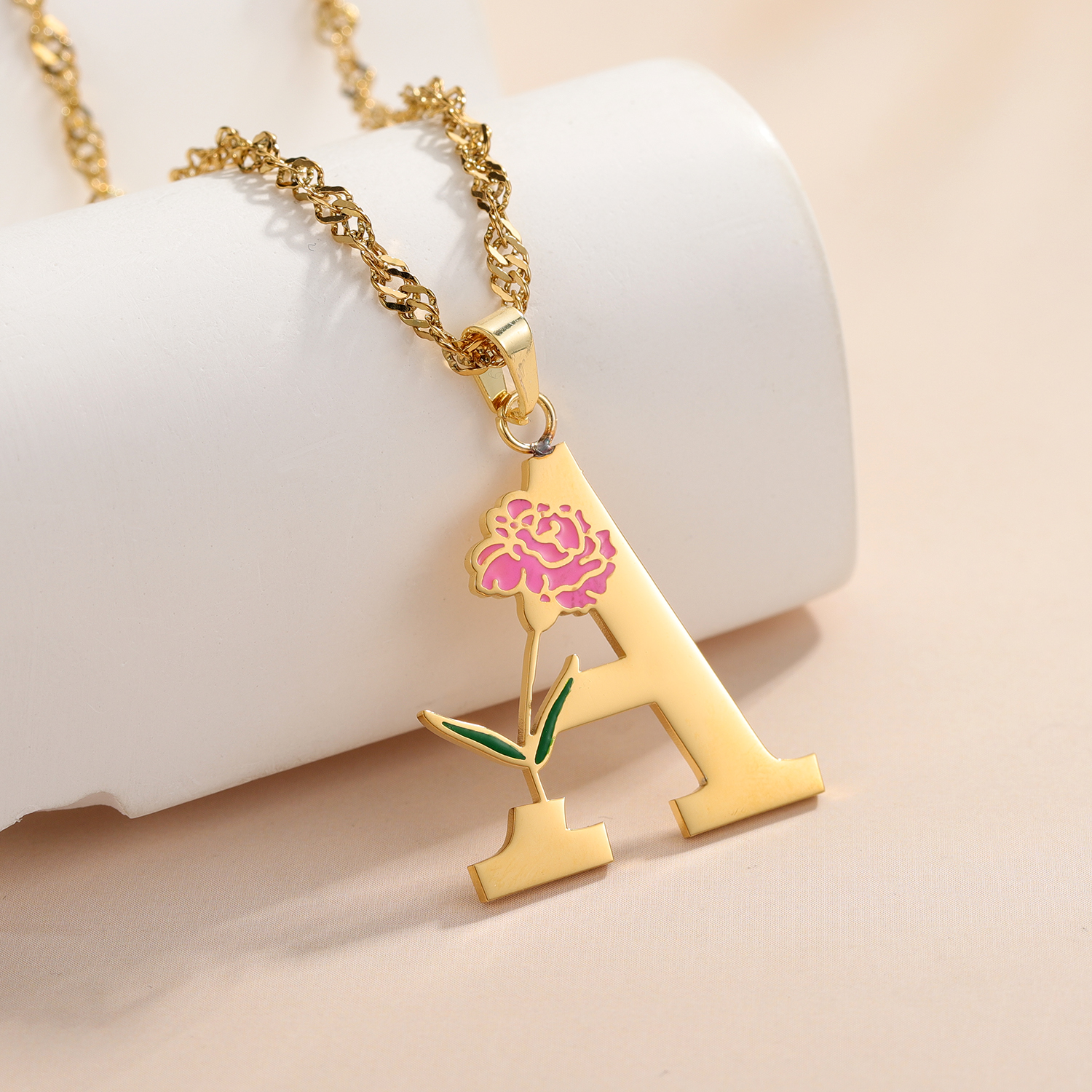 Custom Flower Initial Letter P - Birth Flower Necklace 리뷰 및 가격