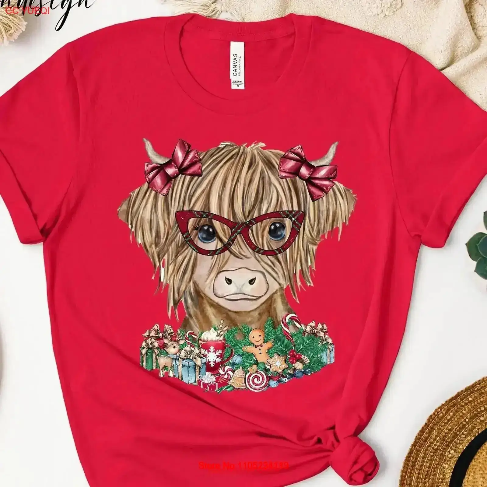 Christmas Highland Cow T Shirt - Family Tree Print 리뷰 및 가격