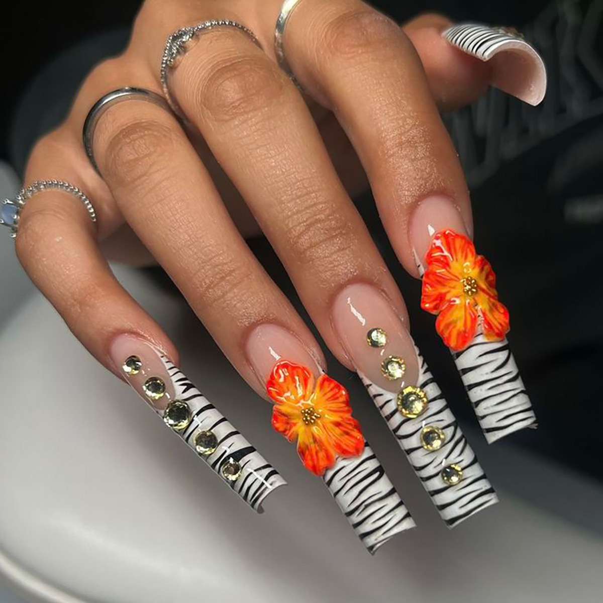24pcs Flower Press on Nails Ar - Pressed Flower Art 리뷰 및 가격