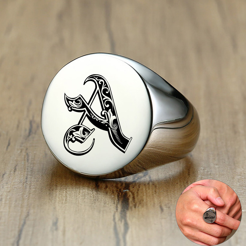 Vnox Stylish Pattern Font Init - Initial Ring Custom 리뷰 및 가격