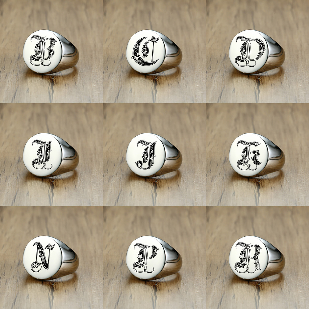 Vnox Stylish Pattern Font Init - Initial Ring Custom 리뷰 및 가격